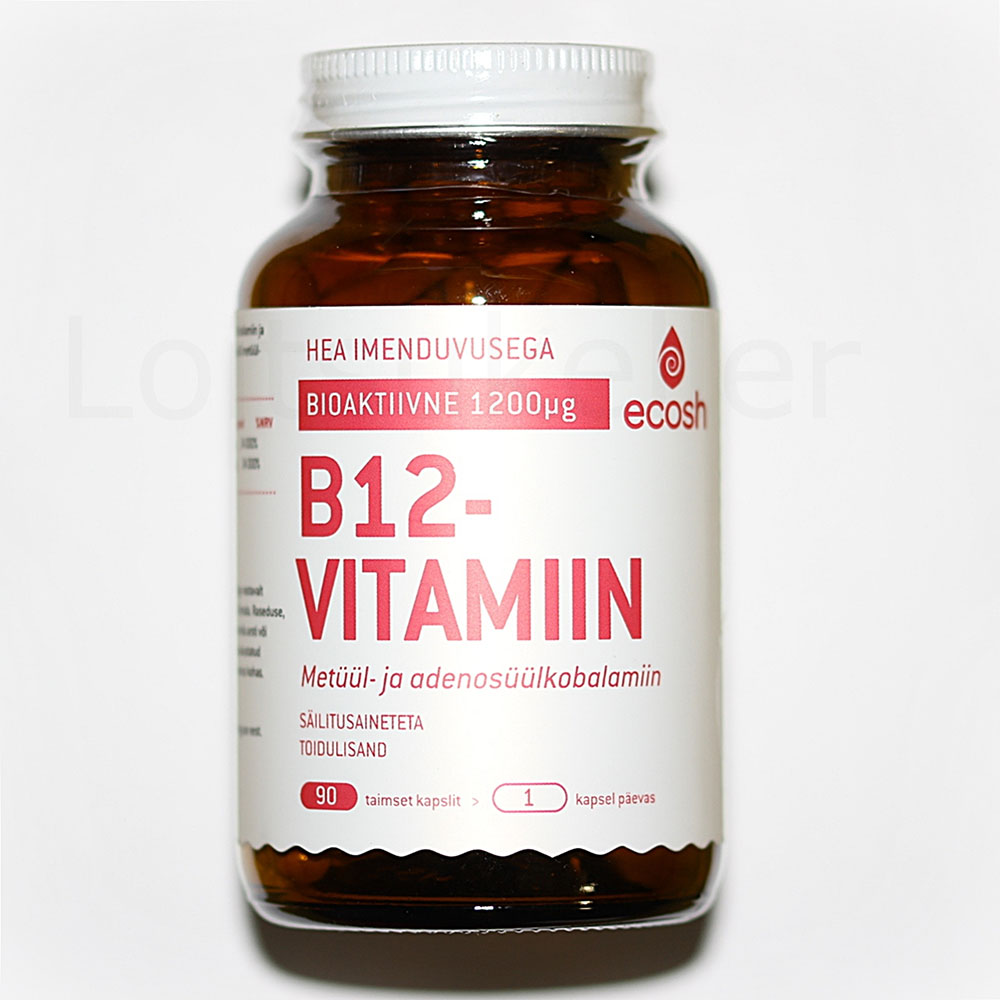 Bioaktiivne B12 vitamiin (90 kapslit)