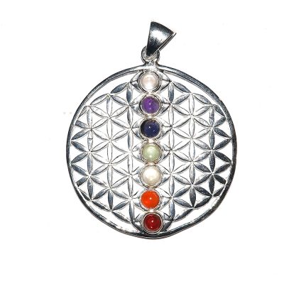 Hõberipats Elulill tšakrakividega (32mm; 8,8g)