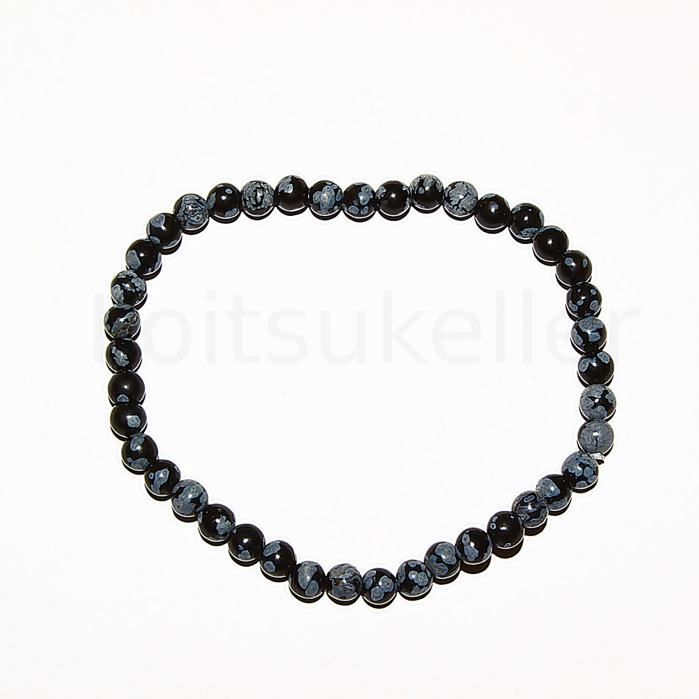 Lumehelbe obsidiaan käevõru 4mm (kuuli läbimõõt ~4mm)