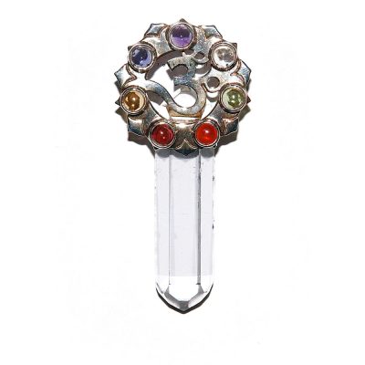 Mäekristall hõberipats OM sümboliga (~50mm; 12,9g)