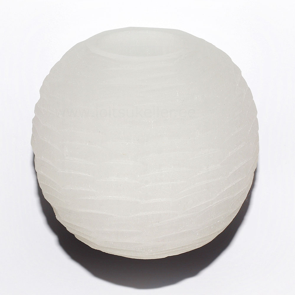 Väike seleniidist küünlajalg "Lumepall" triibuline (~6cm)