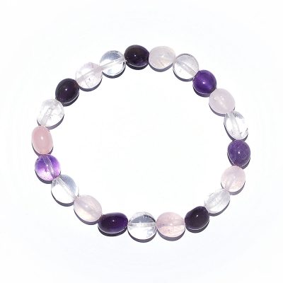 "Nuggets" käevõru segu ametüst, mäekristall, roosa kvarts