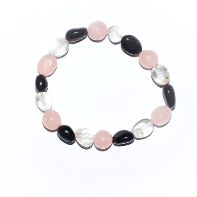 "Nuggets" käevõru segu mäekristall, roosa kvarts, turmaliin